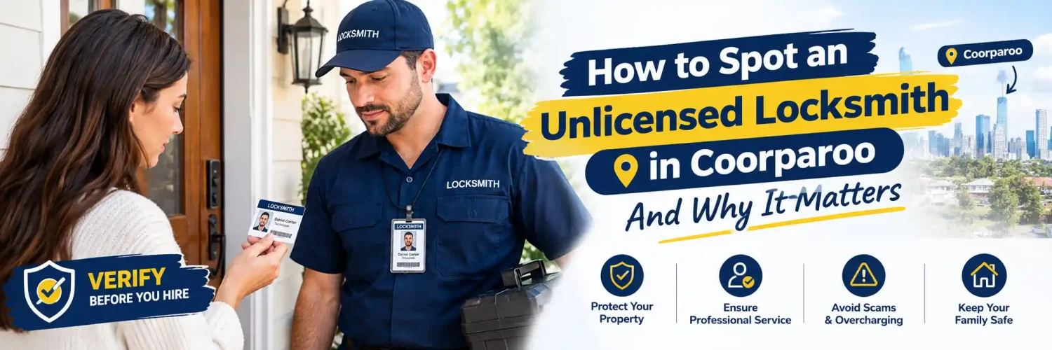 Homeowner verifying a locksmith’s ID before hiring a locksmith in Coorparoo
